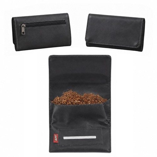 Porta tabacco nero pelle - porta,